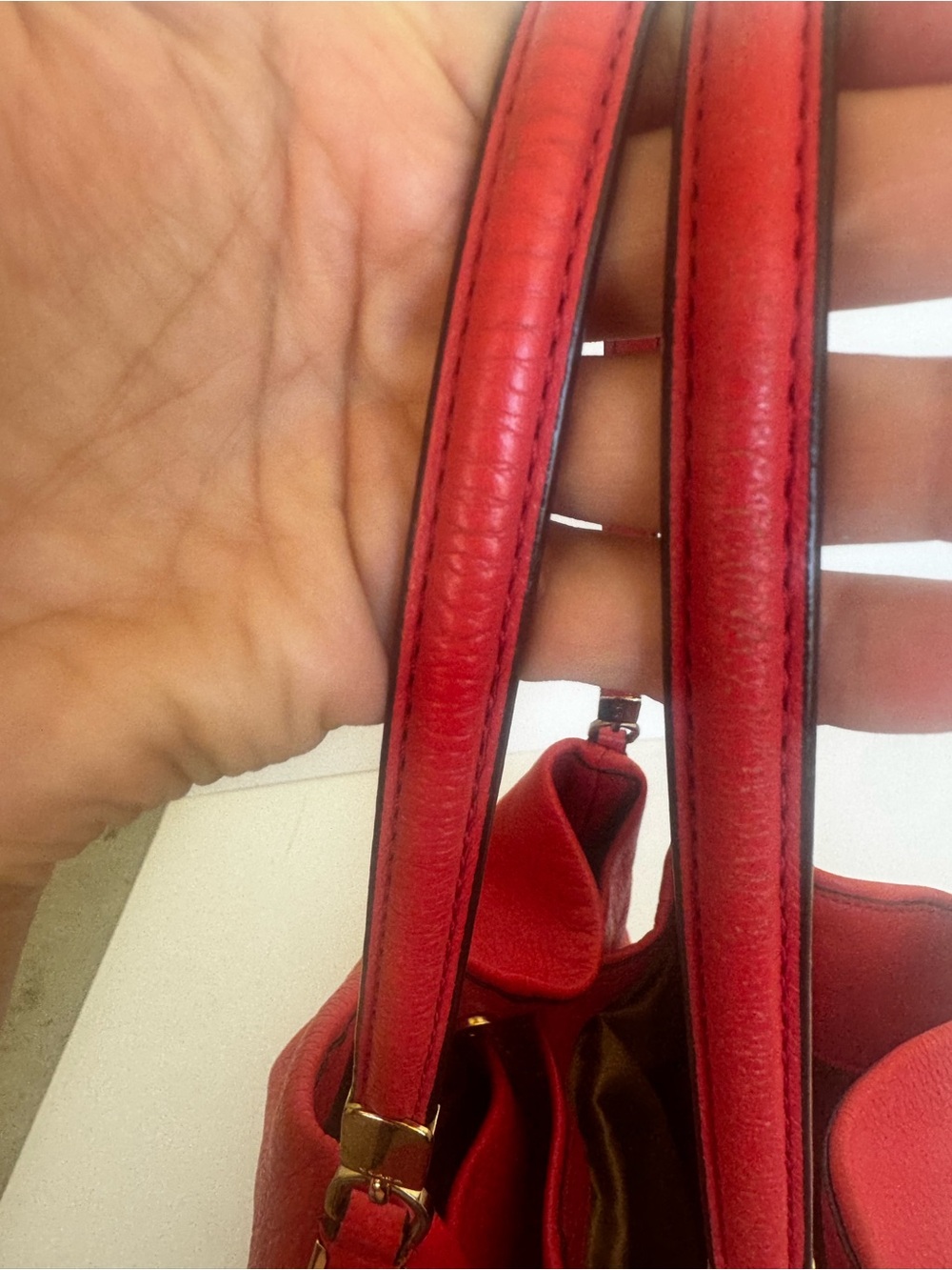 Coach Red Leather Madison Phoebe Shoulder Bag with Gold Accents - Picture 14 of 14